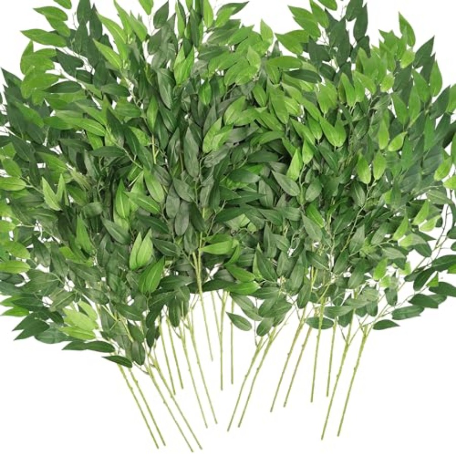 Ruscus Stem Faux - Yapay İtalyan Ruscus Çubukları, 20'li Paket