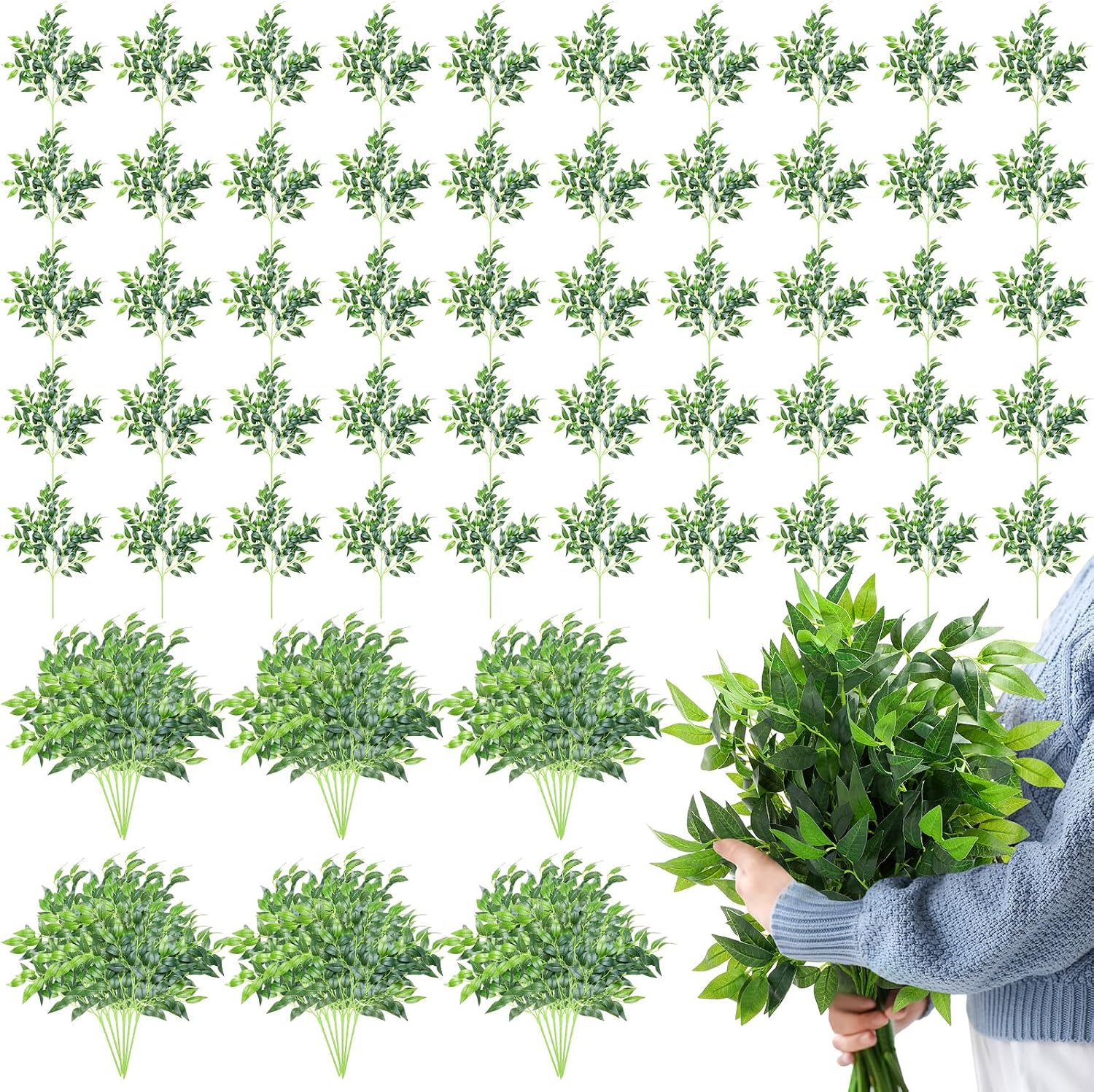 Ruscus Stem Faux - 100 Adet Yapay İtalyan Ruscus Yeşillik
